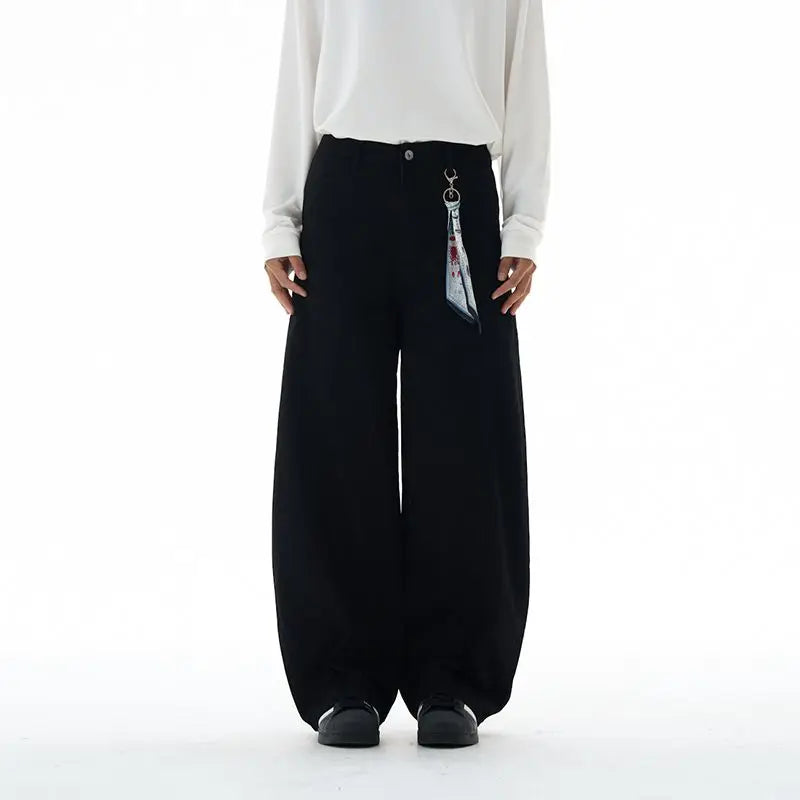 Baggy Wide-leg Jeans 100% Cotton Comfortable Breathable Autumn Casual Denim Pants Loose Straight Trousers Fashion Streetwear