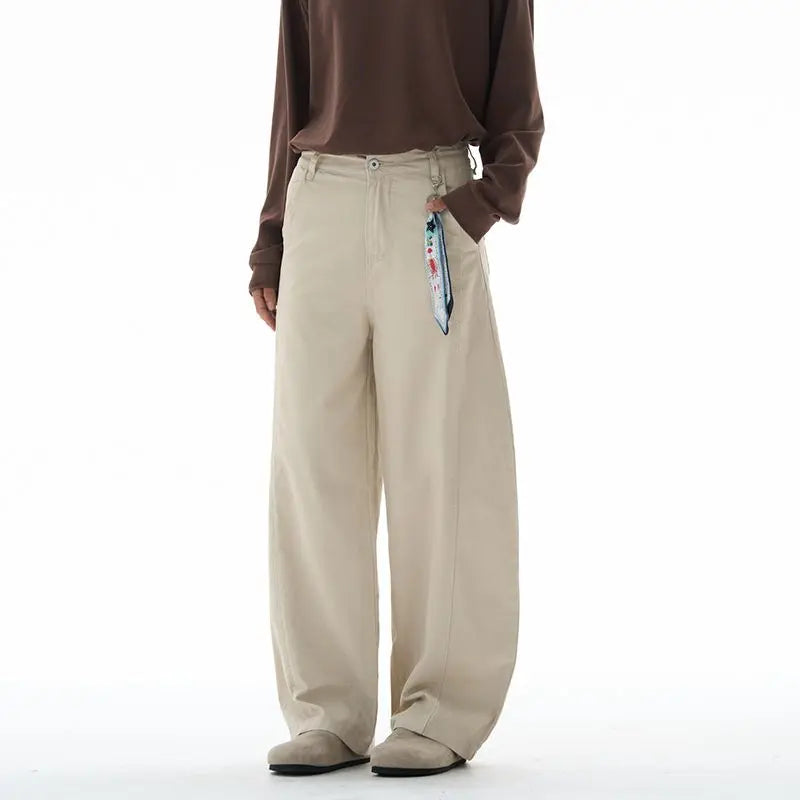 Baggy Wide-leg Jeans 100% Cotton Comfortable Breathable Autumn Casual Denim Pants Loose Straight Trousers Fashion Streetwear