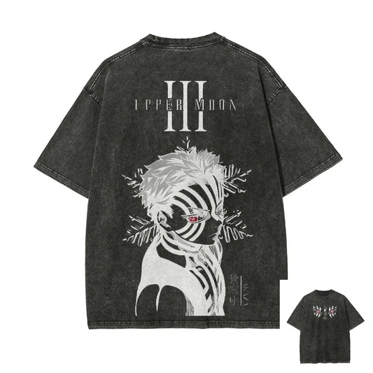 Demon Slayer Vintage T-Shirt Akaza Distressed Cotton Tee Men Women Oversized Comfort Fit Streetwear Unisex Cosplay Gift Anime