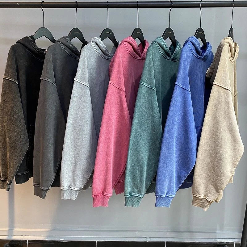 400G American Retro Heavy Sweater Men's Spring and Autumn Washed Old Oversize Trendy Brand Loose Large Size Hooded Jacket