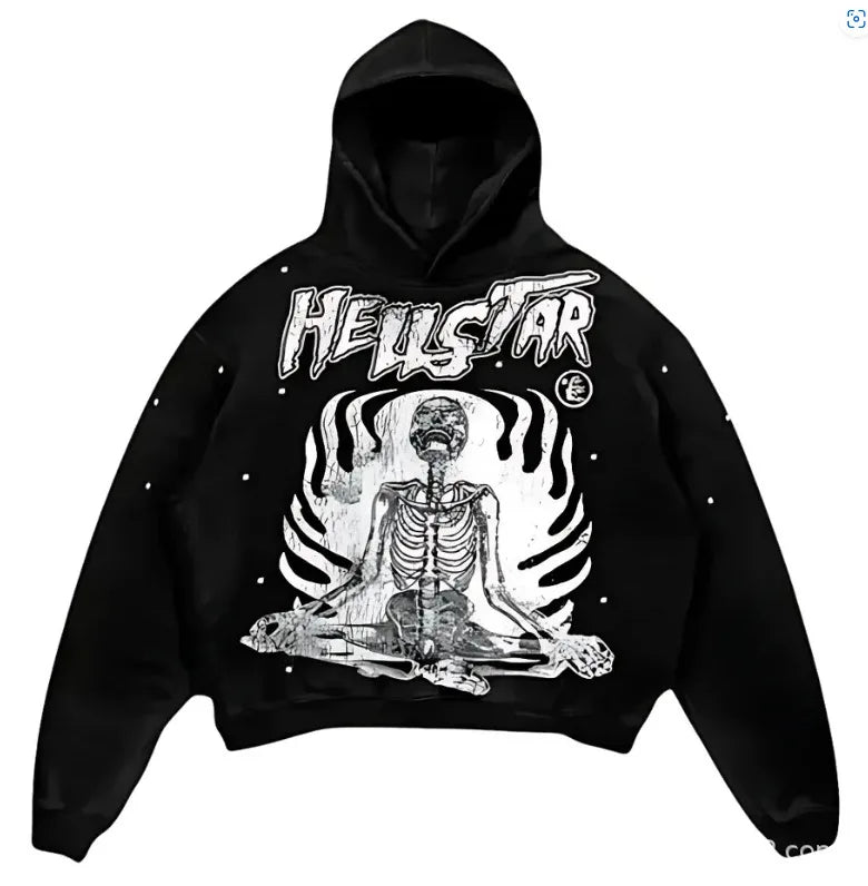 European and American Popular Skull Letter Printed Hoodie Style Y2K Street Couple