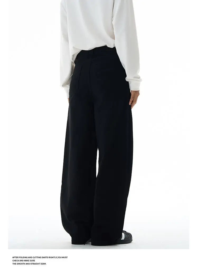 Baggy Wide-leg Jeans 100% Cotton Comfortable Breathable Autumn Casual Denim Pants Loose Straight Trousers Fashion Streetwear