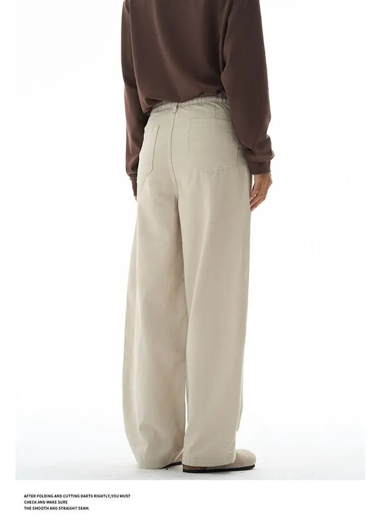 Baggy Wide-leg Jeans 100% Cotton Comfortable Breathable Autumn Casual Denim Pants Loose Straight Trousers Fashion Streetwear