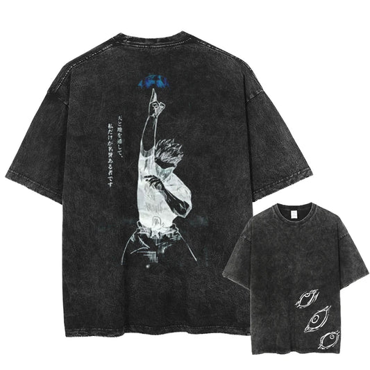 Anime Jujutsu Kaisen Men's T Shirts Summer Y2k Clothes Vintage Washed Oversized Women's Short Sleeved Tee Casual Streetwear Tops