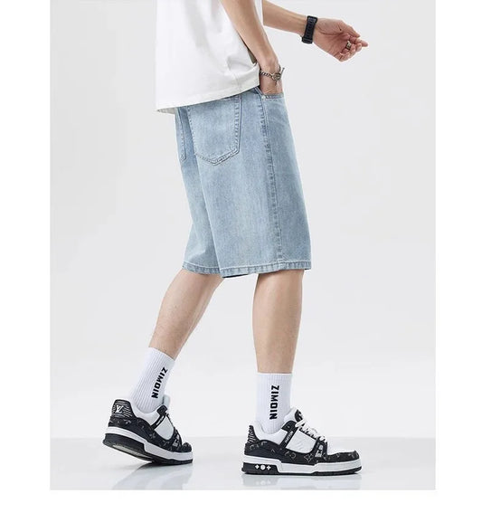 Baggy Jeans Shorts for Men Casual Loose Fit Wide Leg Denim Jorts Y2K Vintage Hip Hop Skateboard Long Jorts Male Streetwear ﻿