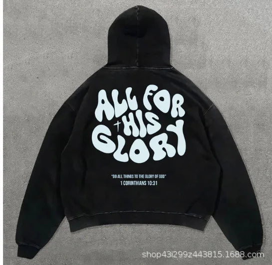 European and American Popular Skull Letter Printed Hoodie Style Y2K Street Couple